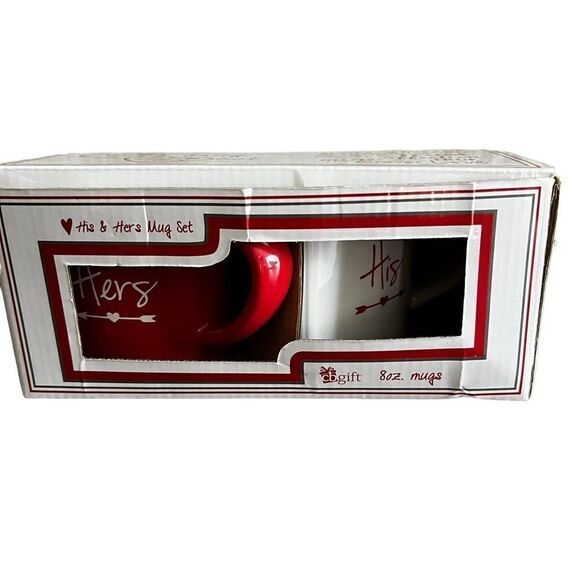 His & Hers Valentine Heart Shaped Mugs 8oz - Picture 4 of 7